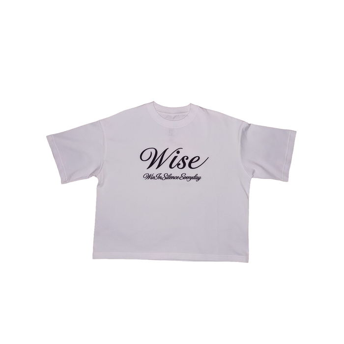 White WISE Signature Crop Tee
